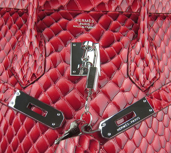 High Quality Fake Hermes Birkin 35CM Fish Veins Leather Bag Red 6089